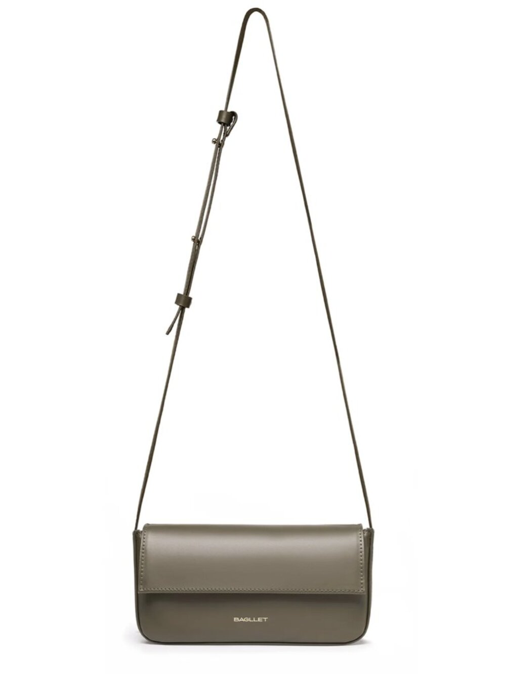 BAGLLET BG105 Olive Italian Leather Baguette Crossbody Bag